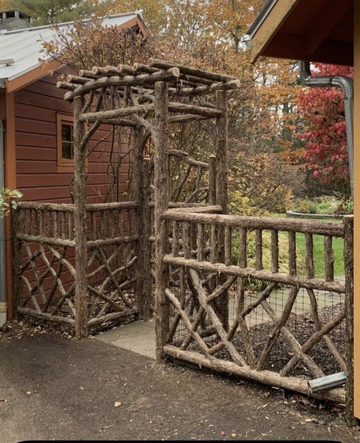 Handcrafted Garden Gate with Natural Branches