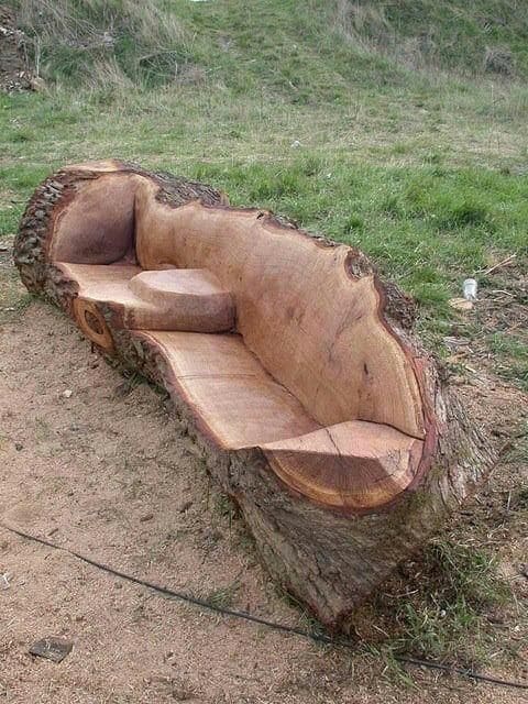 Rustic Carved Log Bench for Nature Lovers