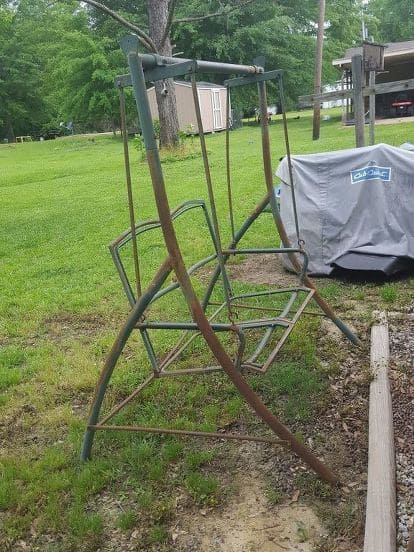 Rustic Swing Frame Turned Garden Seat