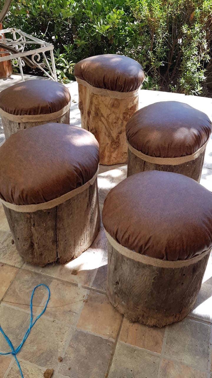 Rustic Tree Stump Stools for Cozy Outdoor Seating