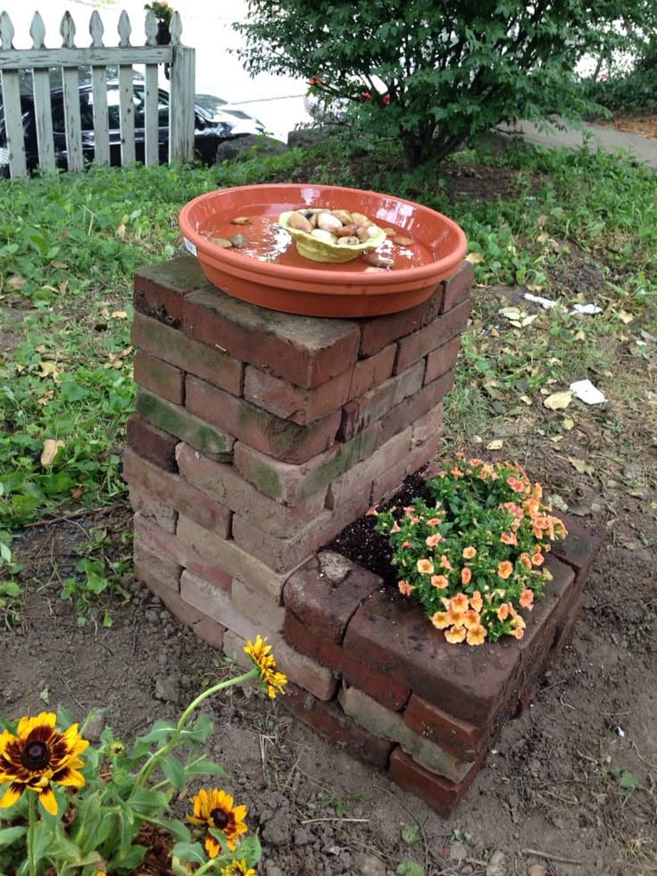 Tiered Brick Bird Bath