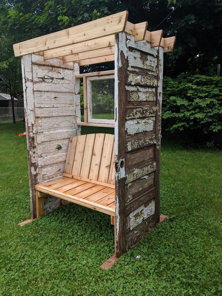 Vintage Door Garden Bench with Rustic Charm