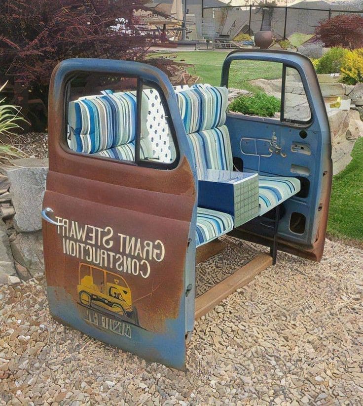 Vintage Truck Door Bench for Gardens