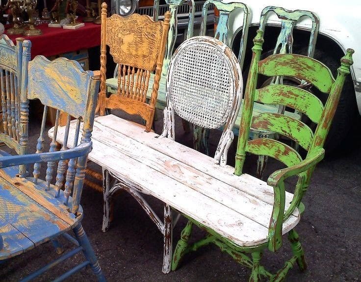 Whimsical Upcycled Chair Bench